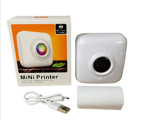 Mini impresora portatil inteligente sin tinta + 5 rollos de papel / recargable